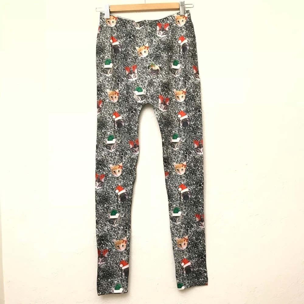 NWOT Christmas cat pug dog print leggings 🎄